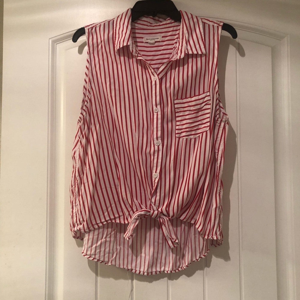 Red and White Striped Button Down